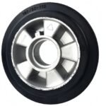 Rubber wheel 160/50-110, aluminum alloy core with six spokes, black solid rubber tread, used for industrial carts or machinery