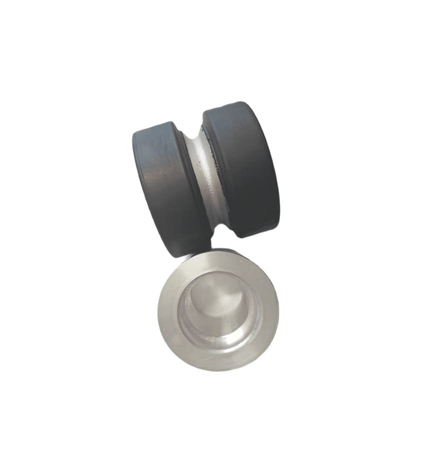 Sorter rubber wheels, durable black rubber tires with aluminum hubs, optimized for smooth operation in industrial sorting machinery.