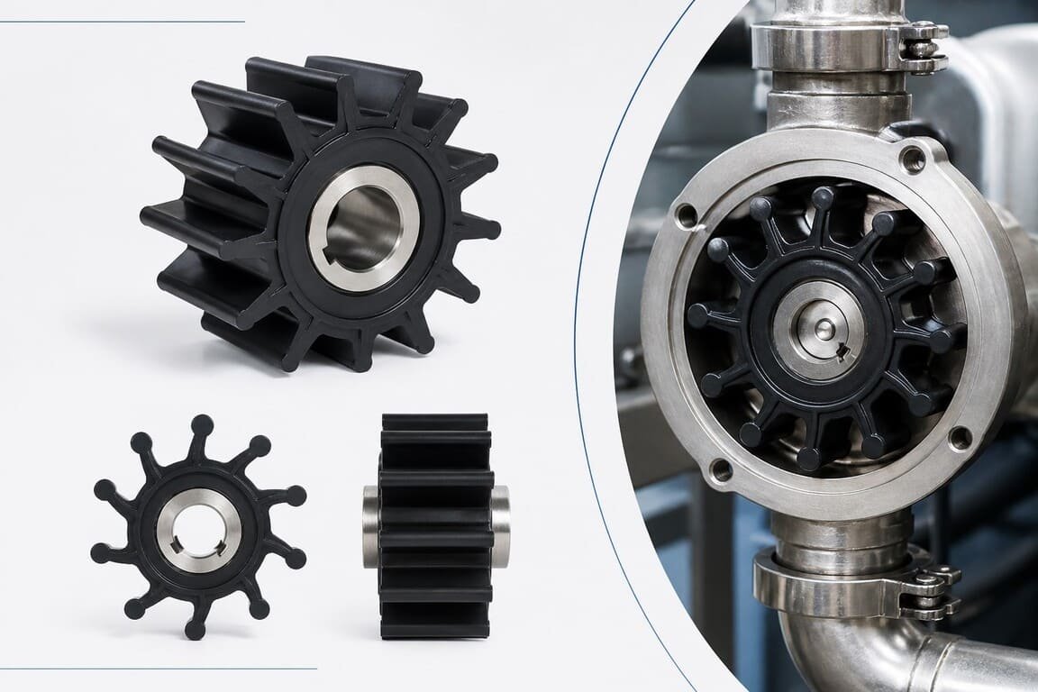 Flexible rubber pump impellers
