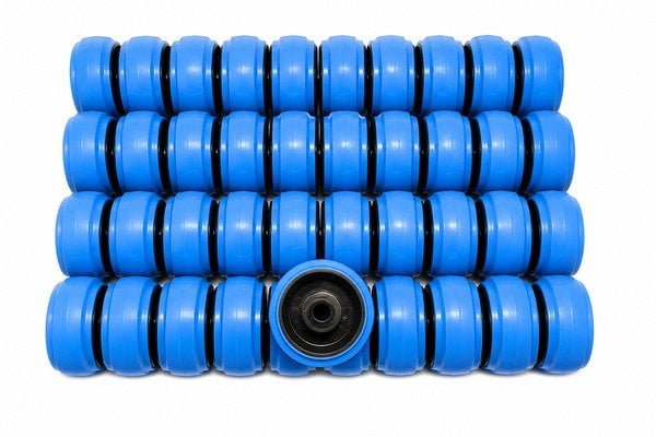 Blue Rubber Wheel with Nylon Centre for Parcel Cage Trolleys thumbnail 3